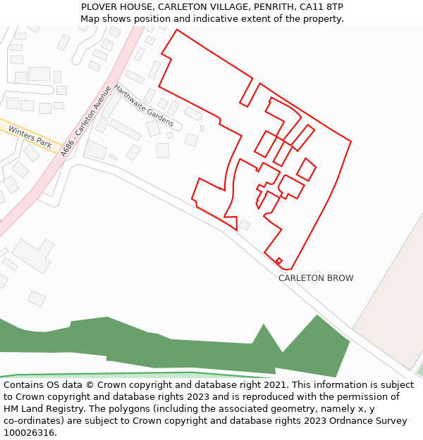 PLOVER HOUSE, CARLETON VILLAGE, PENRITH, CA11 8TP: Location map and indicative extent of plot