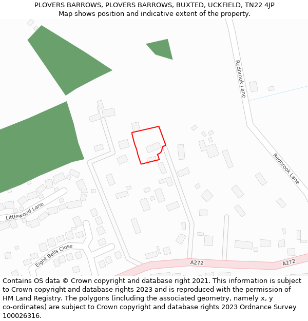 PLOVERS BARROWS, PLOVERS BARROWS, BUXTED, UCKFIELD, TN22 4JP: Location map and indicative extent of plot