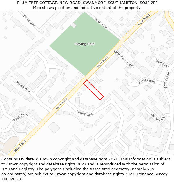 PLUM TREE COTTAGE, NEW ROAD, SWANMORE, SOUTHAMPTON, SO32 2PF: Location map and indicative extent of plot