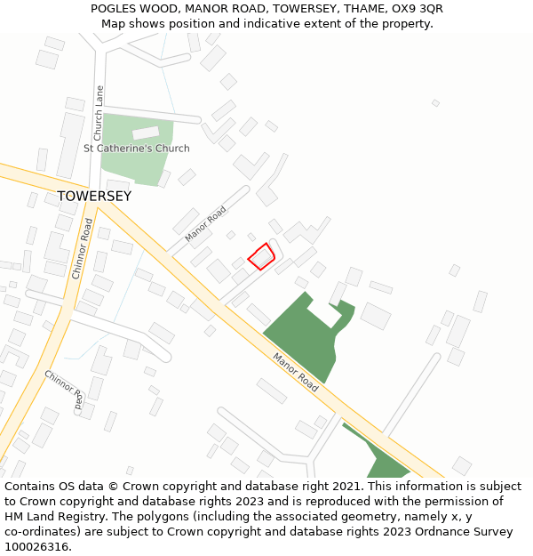 POGLES WOOD, MANOR ROAD, TOWERSEY, THAME, OX9 3QR: Location map and indicative extent of plot