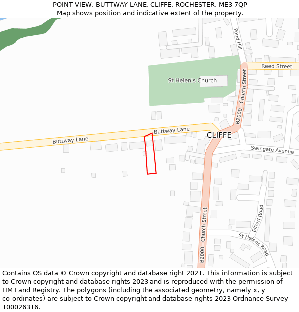 POINT VIEW, BUTTWAY LANE, CLIFFE, ROCHESTER, ME3 7QP: Location map and indicative extent of plot