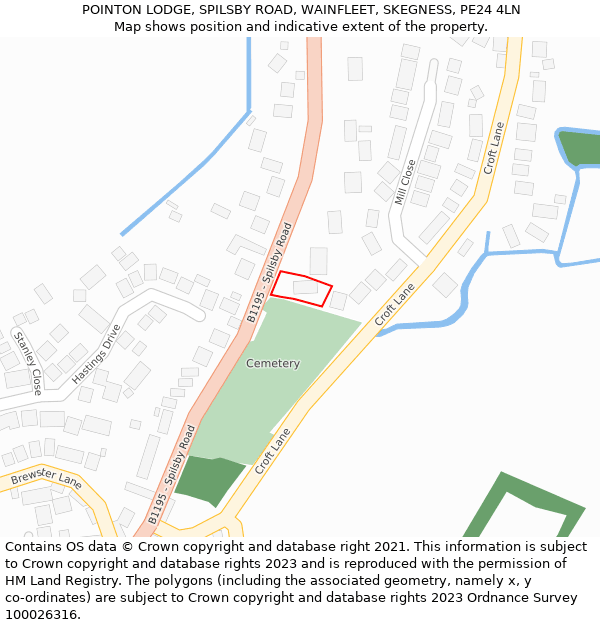 POINTON LODGE, SPILSBY ROAD, WAINFLEET, SKEGNESS, PE24 4LN: Location map and indicative extent of plot