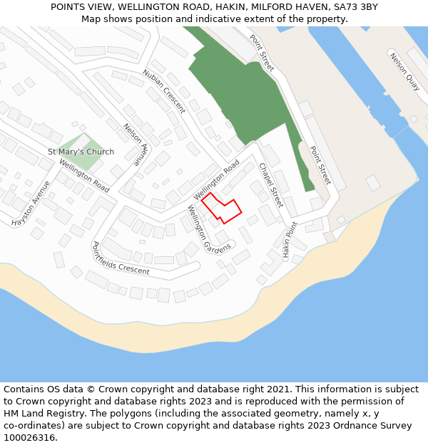 POINTS VIEW, WELLINGTON ROAD, HAKIN, MILFORD HAVEN, SA73 3BY: Location map and indicative extent of plot