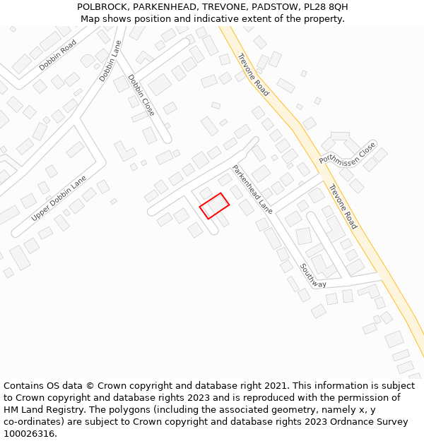 POLBROCK, PARKENHEAD, TREVONE, PADSTOW, PL28 8QH: Location map and indicative extent of plot