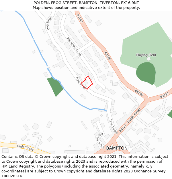 POLDEN, FROG STREET, BAMPTON, TIVERTON, EX16 9NT: Location map and indicative extent of plot