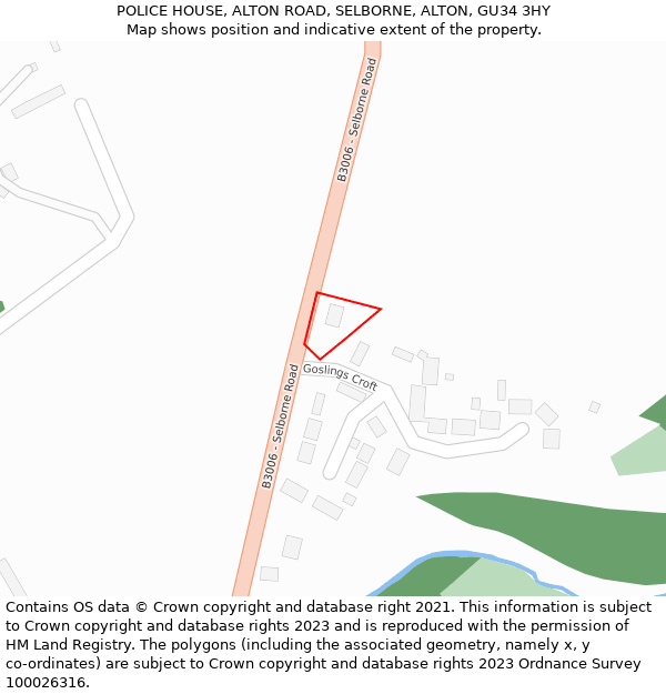 POLICE HOUSE, ALTON ROAD, SELBORNE, ALTON, GU34 3HY: Location map and indicative extent of plot