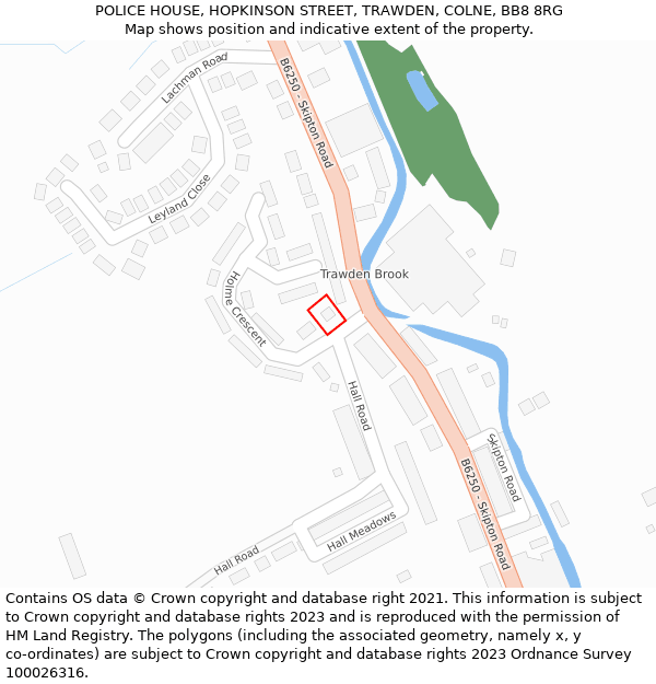 POLICE HOUSE, HOPKINSON STREET, TRAWDEN, COLNE, BB8 8RG: Location map and indicative extent of plot