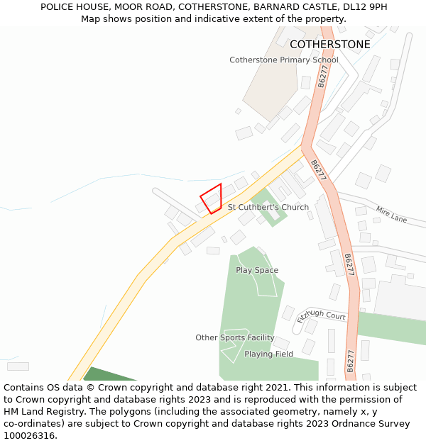 POLICE HOUSE, MOOR ROAD, COTHERSTONE, BARNARD CASTLE, DL12 9PH: Location map and indicative extent of plot