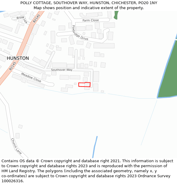 POLLY COTTAGE, SOUTHOVER WAY, HUNSTON, CHICHESTER, PO20 1NY: Location map and indicative extent of plot