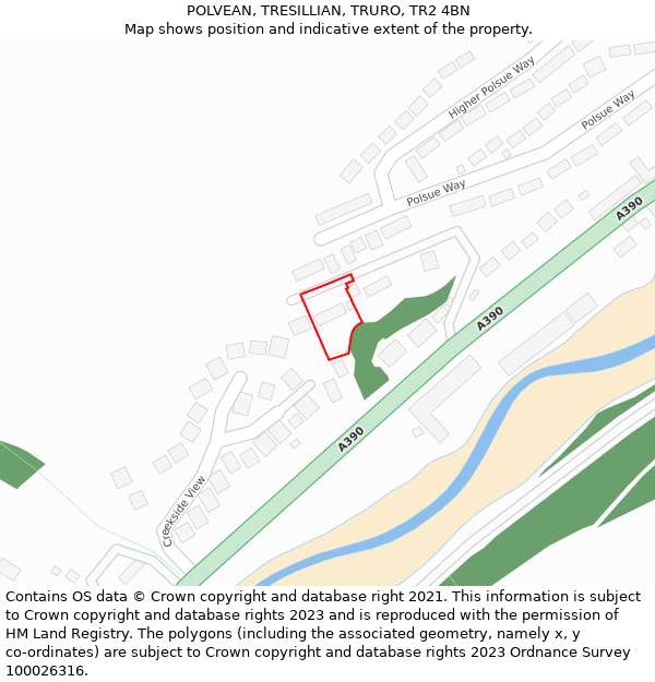 POLVEAN, TRESILLIAN, TRURO, TR2 4BN: Location map and indicative extent of plot