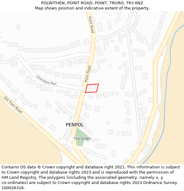 POLWITHEN, POINT ROAD, POINT, TRURO, TR3 6NZ: Location map and indicative extent of plot