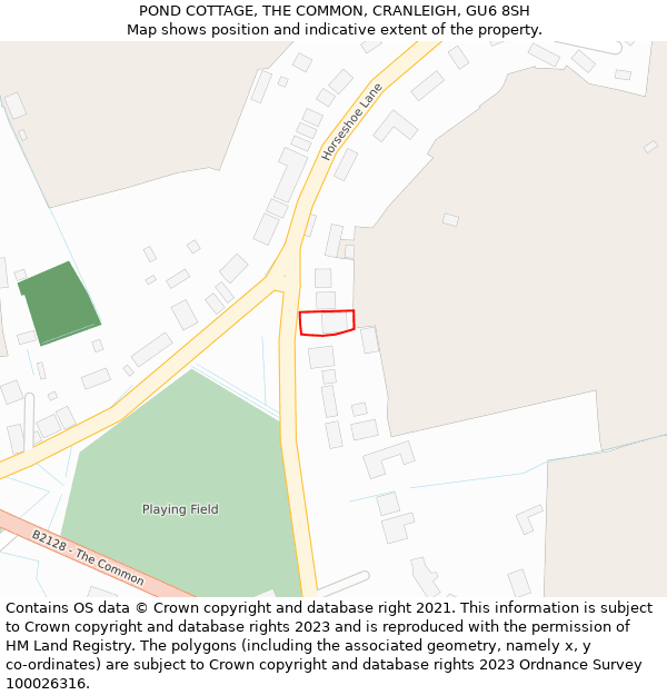 POND COTTAGE, THE COMMON, CRANLEIGH, GU6 8SH: Location map and indicative extent of plot