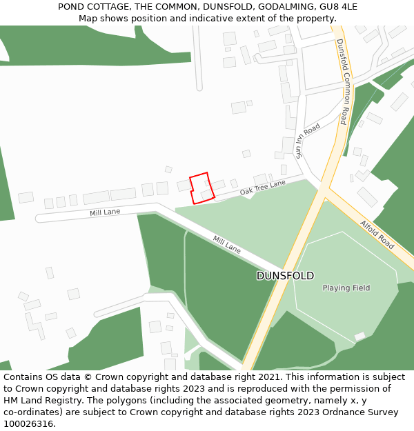 POND COTTAGE, THE COMMON, DUNSFOLD, GODALMING, GU8 4LE: Location map and indicative extent of plot