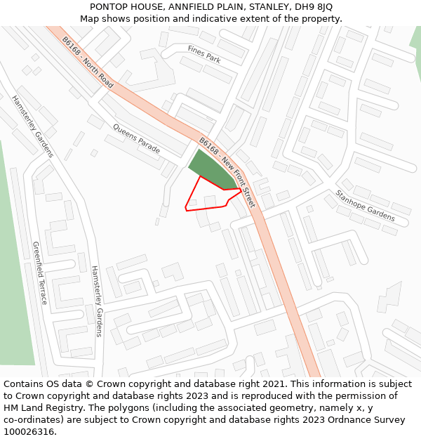 PONTOP HOUSE, ANNFIELD PLAIN, STANLEY, DH9 8JQ: Location map and indicative extent of plot
