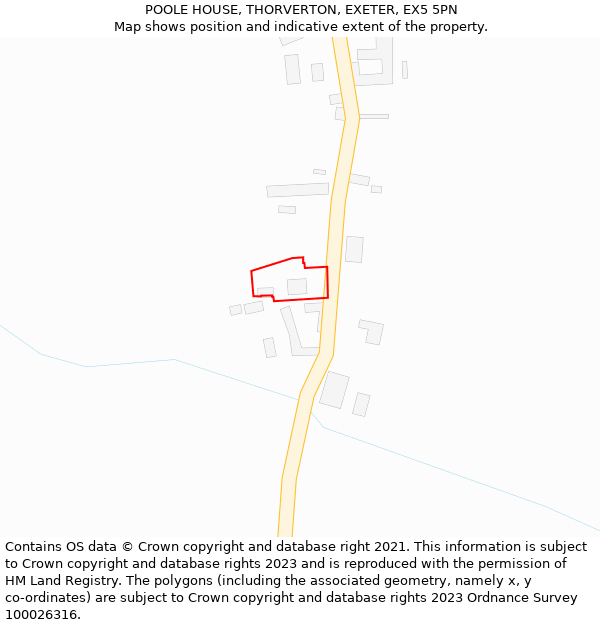 POOLE HOUSE, THORVERTON, EXETER, EX5 5PN: Location map and indicative extent of plot