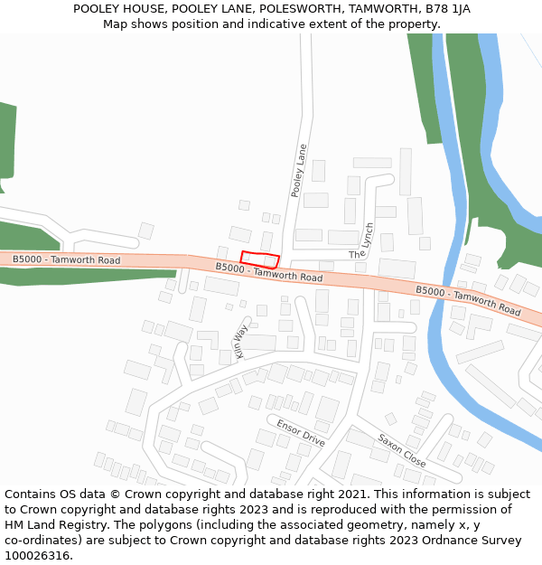 POOLEY HOUSE, POOLEY LANE, POLESWORTH, TAMWORTH, B78 1JA: Location map and indicative extent of plot