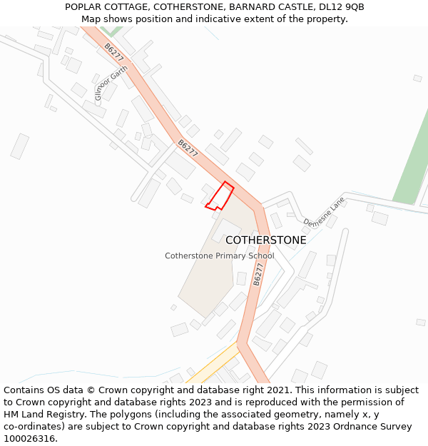 POPLAR COTTAGE, COTHERSTONE, BARNARD CASTLE, DL12 9QB: Location map and indicative extent of plot