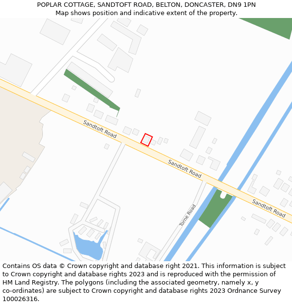 POPLAR COTTAGE, SANDTOFT ROAD, BELTON, DONCASTER, DN9 1PN: Location map and indicative extent of plot
