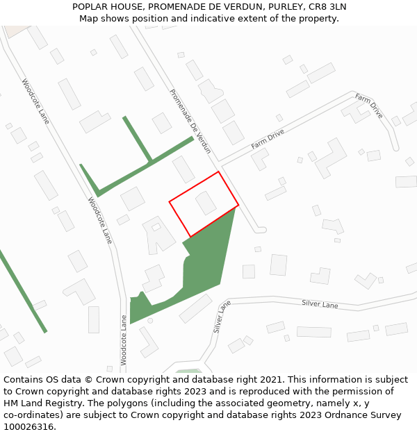 POPLAR HOUSE, PROMENADE DE VERDUN, PURLEY, CR8 3LN: Location map and indicative extent of plot