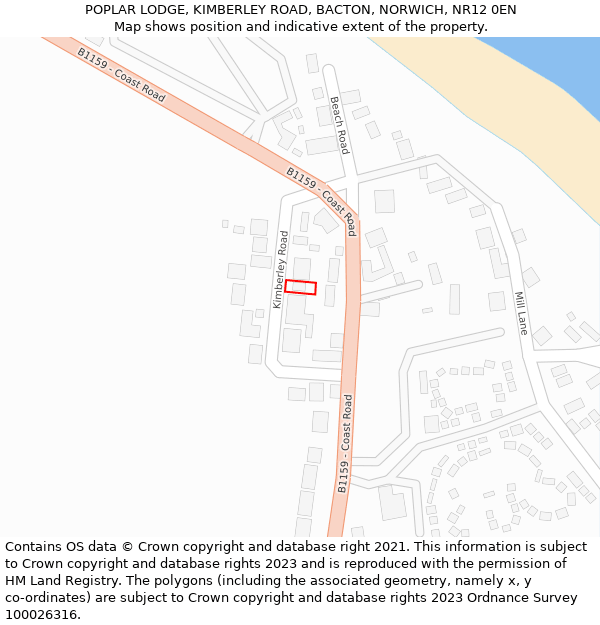 POPLAR LODGE, KIMBERLEY ROAD, BACTON, NORWICH, NR12 0EN: Location map and indicative extent of plot