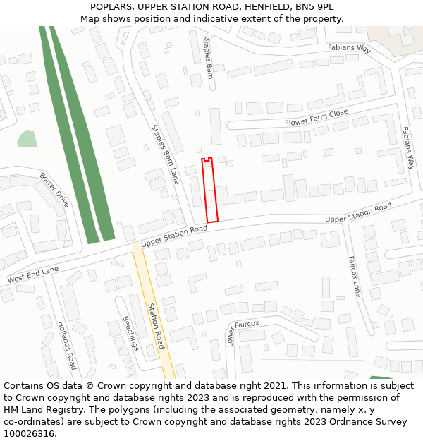 POPLARS, UPPER STATION ROAD, HENFIELD, BN5 9PL: Location map and indicative extent of plot