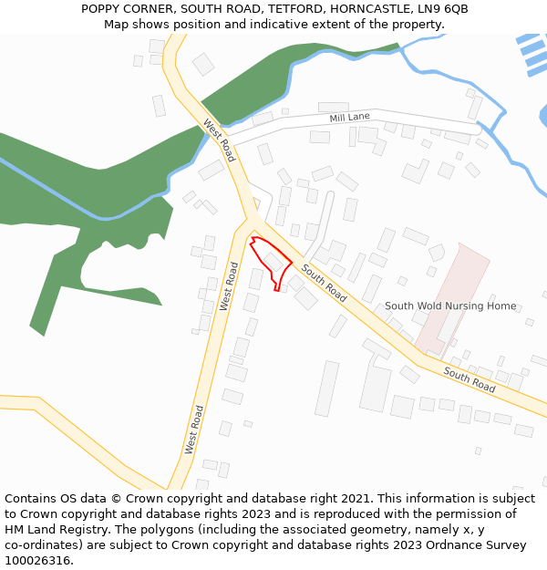 POPPY CORNER, SOUTH ROAD, TETFORD, HORNCASTLE, LN9 6QB: Location map and indicative extent of plot