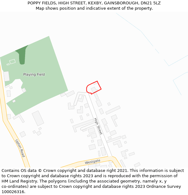 POPPY FIELDS, HIGH STREET, KEXBY, GAINSBOROUGH, DN21 5LZ: Location map and indicative extent of plot