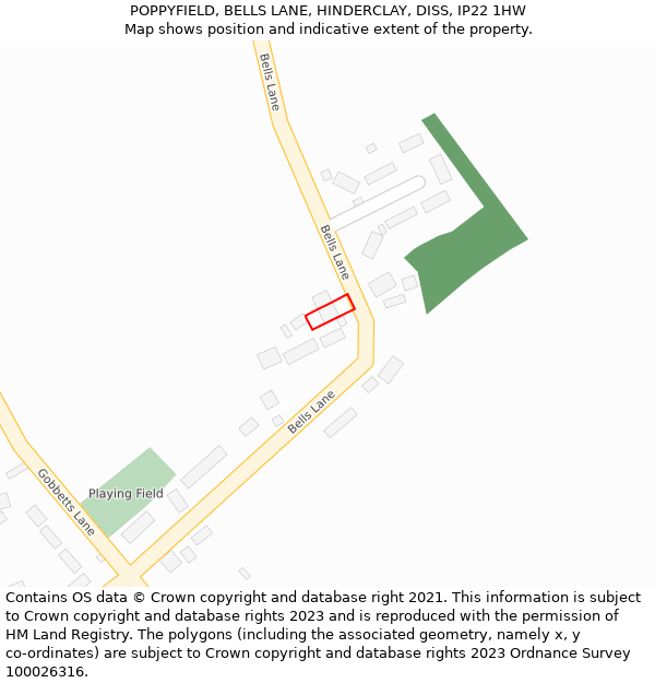 POPPYFIELD, BELLS LANE, HINDERCLAY, DISS, IP22 1HW: Location map and indicative extent of plot