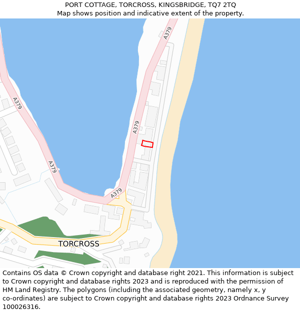 PORT COTTAGE, TORCROSS, KINGSBRIDGE, TQ7 2TQ: Location map and indicative extent of plot