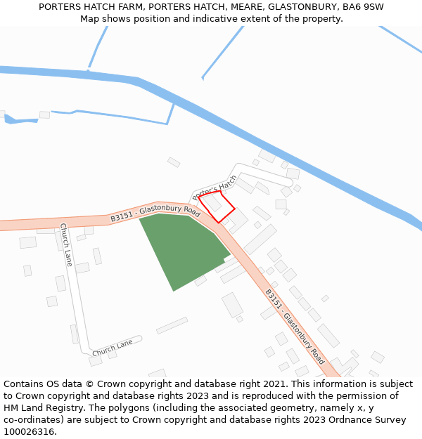 PORTERS HATCH FARM, PORTERS HATCH, MEARE, GLASTONBURY, BA6 9SW: Location map and indicative extent of plot