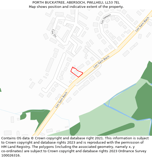 PORTH BUCKATREE, ABERSOCH, PWLLHELI, LL53 7EL: Location map and indicative extent of plot