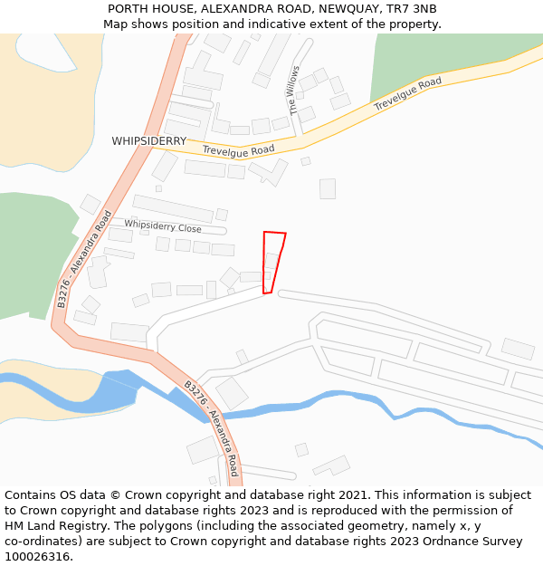 PORTH HOUSE, ALEXANDRA ROAD, NEWQUAY, TR7 3NB: Location map and indicative extent of plot