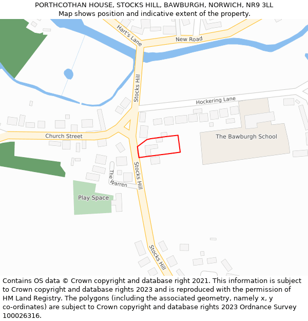 PORTHCOTHAN HOUSE, STOCKS HILL, BAWBURGH, NORWICH, NR9 3LL: Location map and indicative extent of plot