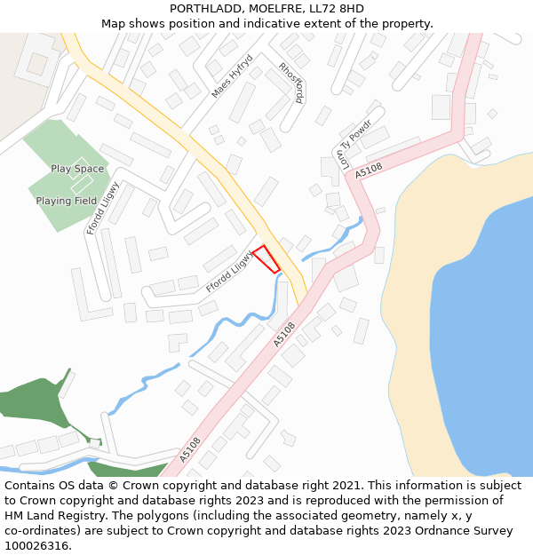 PORTHLADD, MOELFRE, LL72 8HD: Location map and indicative extent of plot