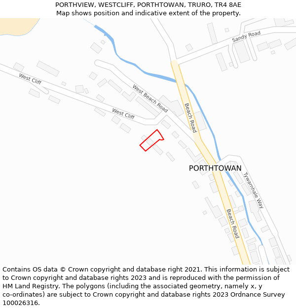 PORTHVIEW, WESTCLIFF, PORTHTOWAN, TRURO, TR4 8AE: Location map and indicative extent of plot