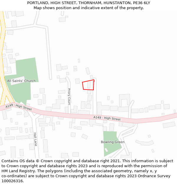 PORTLAND, HIGH STREET, THORNHAM, HUNSTANTON, PE36 6LY: Location map and indicative extent of plot