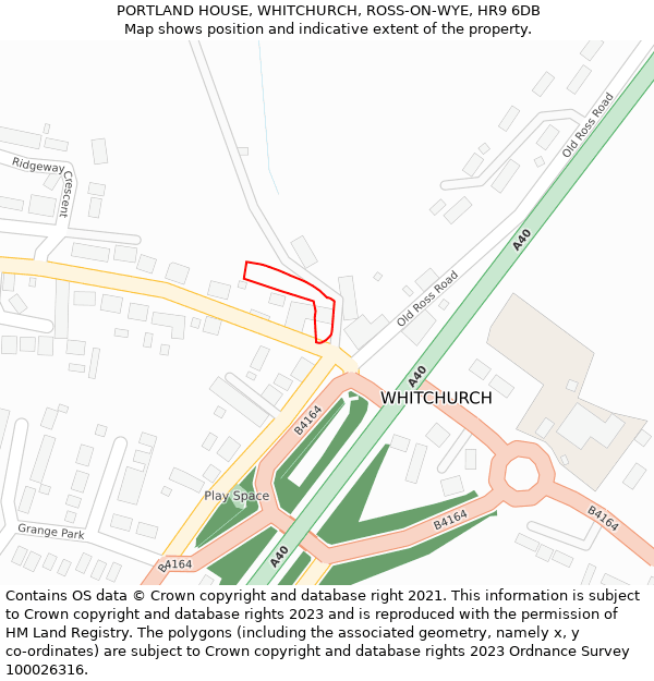 PORTLAND HOUSE, WHITCHURCH, ROSS-ON-WYE, HR9 6DB: Location map and indicative extent of plot