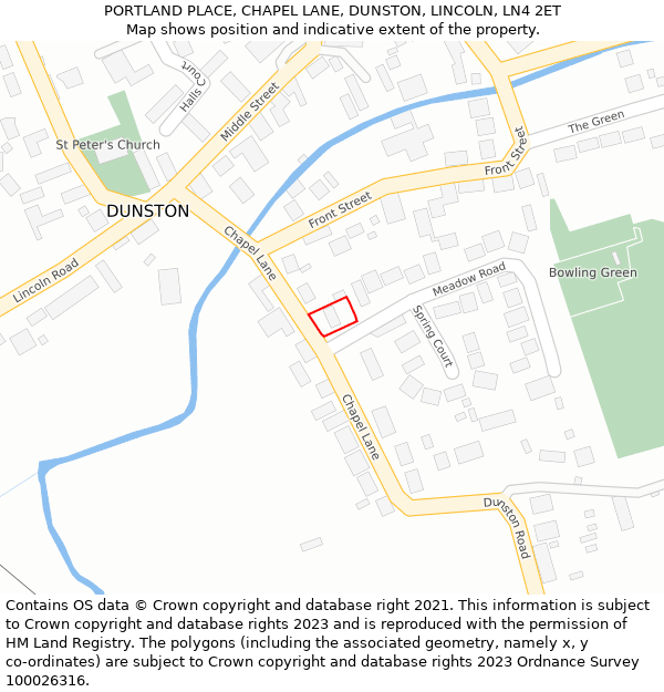 PORTLAND PLACE, CHAPEL LANE, DUNSTON, LINCOLN, LN4 2ET: Location map and indicative extent of plot