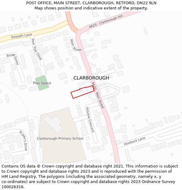 POST OFFICE, MAIN STREET, CLARBOROUGH, RETFORD, DN22 9LN: Location map and indicative extent of plot