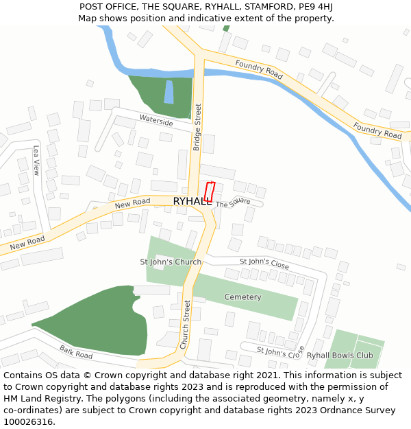 POST OFFICE, THE SQUARE, RYHALL, STAMFORD, PE9 4HJ: Location map and indicative extent of plot