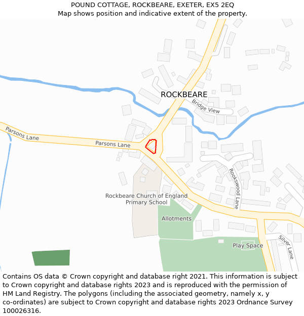 POUND COTTAGE, ROCKBEARE, EXETER, EX5 2EQ: Location map and indicative extent of plot