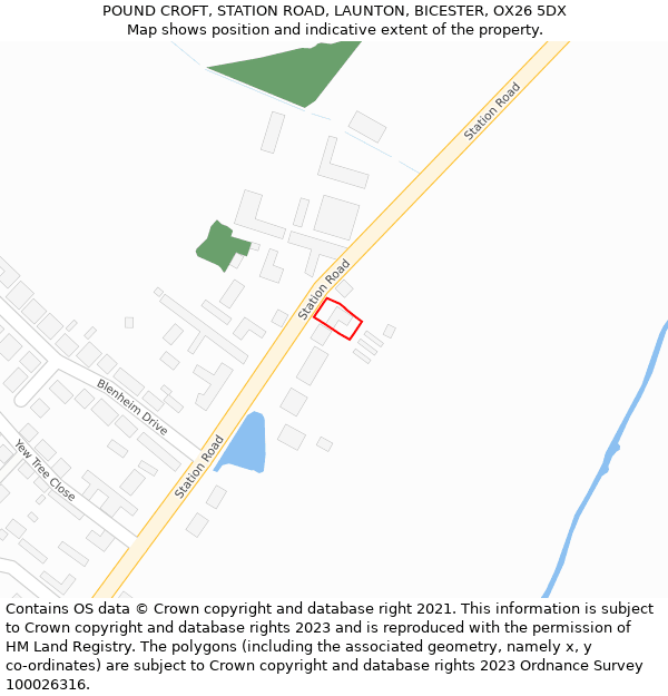 POUND CROFT, STATION ROAD, LAUNTON, BICESTER, OX26 5DX: Location map and indicative extent of plot