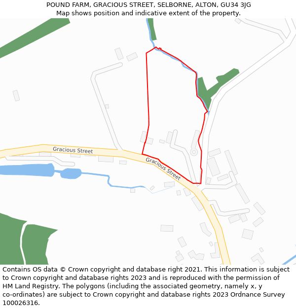 POUND FARM, GRACIOUS STREET, SELBORNE, ALTON, GU34 3JG: Location map and indicative extent of plot