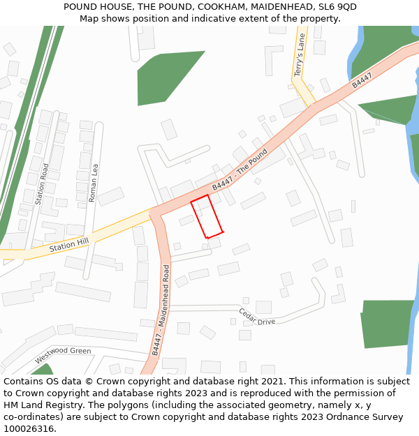 POUND HOUSE, THE POUND, COOKHAM, MAIDENHEAD, SL6 9QD: Location map and indicative extent of plot