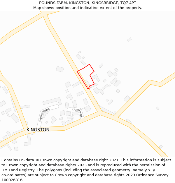 POUNDS FARM, KINGSTON, KINGSBRIDGE, TQ7 4PT: Location map and indicative extent of plot