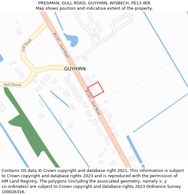 PRESIMAN, GULL ROAD, GUYHIRN, WISBECH, PE13 4ER: Location map and indicative extent of plot