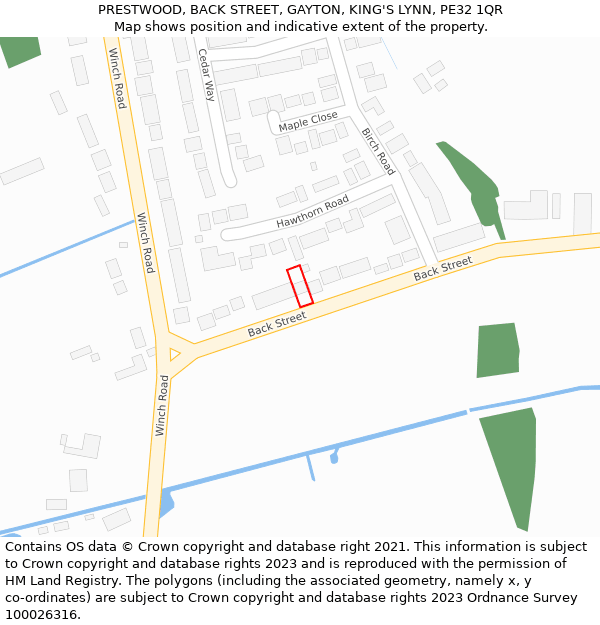 PRESTWOOD, BACK STREET, GAYTON, KING'S LYNN, PE32 1QR: Location map and indicative extent of plot