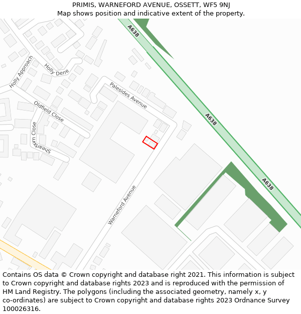 PRIMIS, WARNEFORD AVENUE, OSSETT, WF5 9NJ: Location map and indicative extent of plot