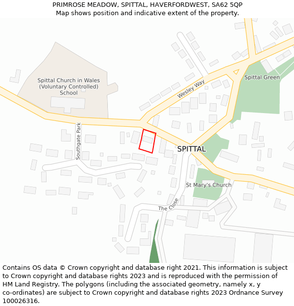 PRIMROSE MEADOW, SPITTAL, HAVERFORDWEST, SA62 5QP: Location map and indicative extent of plot