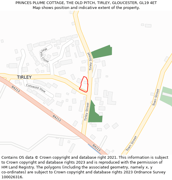 PRINCES PLUME COTTAGE, THE OLD PITCH, TIRLEY, GLOUCESTER, GL19 4ET: Location map and indicative extent of plot
